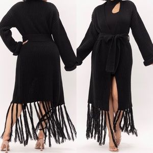 Knit Cardigan with Fringe
